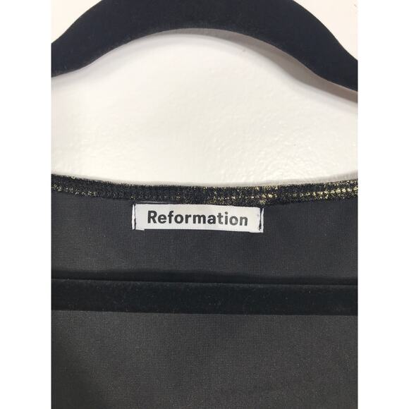 Reformation Wahl Gold Metallic Mini Dress Square Neck Formal Date Night Holiday - Picture 3 of 10